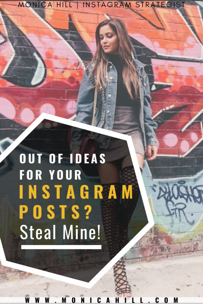 Out of ideas for Instagram posts? Steal mine! These simple Instagram strategies that I use to grow my business on Instagram have helped me grow my Instagram account by over 50k followers. Read my blog and grab a copy of my killer Instagram checklist for FREE! #Instagram #marketing #monicahill