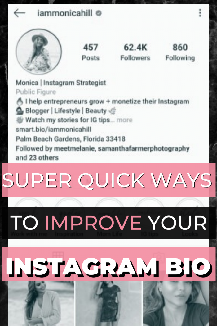Quick ways to improve your Instagram bio || These ideas for your Instagram bio will help you grow your Instagram follows, and the first place people look when they land on your Instagram account. As an Instagram inf